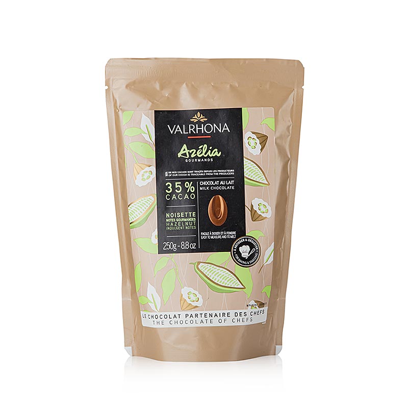 Valrhona Azelia, hasselnødkupverture, 35%, callets - 250 g - taske Valrhona Azelia, hasselnødkupverture, 35%, callets - 250 g - taske