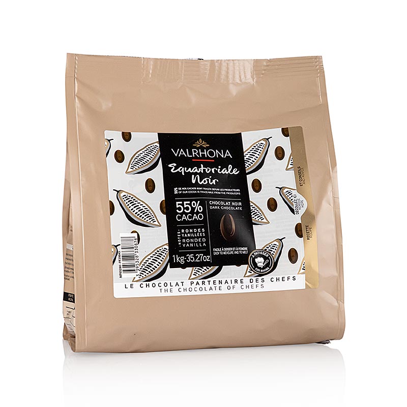 Valrhona Equatoriale Noire 55%, Callets, Dark Couverture (4661) - 1 kg - bag