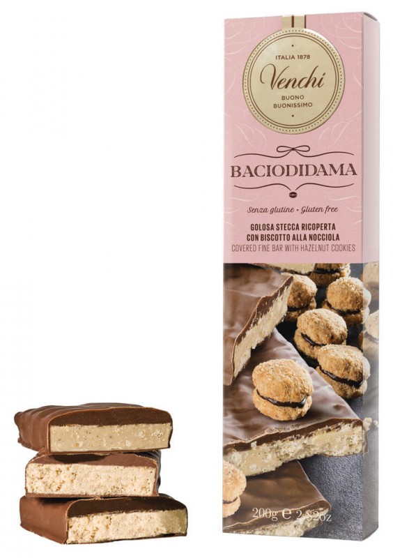 Weiße Gianduia mit Haselnusskeks und Schokolade, Baciodidama Soft Bar, Venchi - 200 g - Stück Weiße Gianduia mit Haselnusskeks und Schokolade, Baciodidama Soft Bar, Venchi - 200 g - Stück