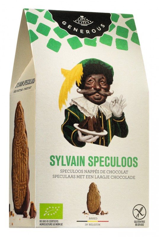 Sylvain Speculoos Zwarte Piet, bio, biscuits spéculoos, sans gluten, bio, généreux - 140 grammes - pack