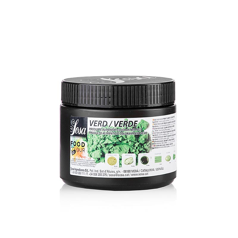 Colorant alimentaire Sosa naturel, en poudre, vert, liposoluble et  hydrosoluble (37900), 200 grammes, Pe peut