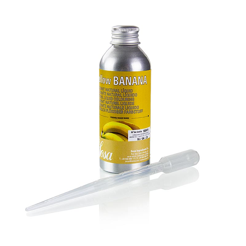 Food coloring, liquid, banana yellow, soluble in water - 100 g - Aluminum bottle Food coloring, liquid, banana yellow, soluble in water - 100 g - Aluminum bottle