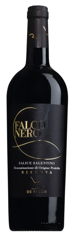Salice Salentino Riserva DOC Falco Nero, rødvin, Cantine De Falco - 0,75 l - flaske