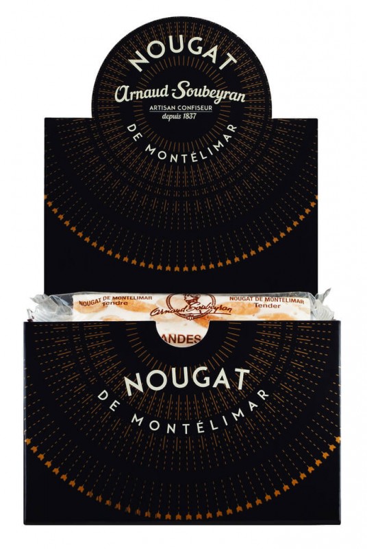 Nougat de Montelimar, tendre, Nougat, weich, Display, Arnaud Soubeyran - 40 x 22 g - Packung