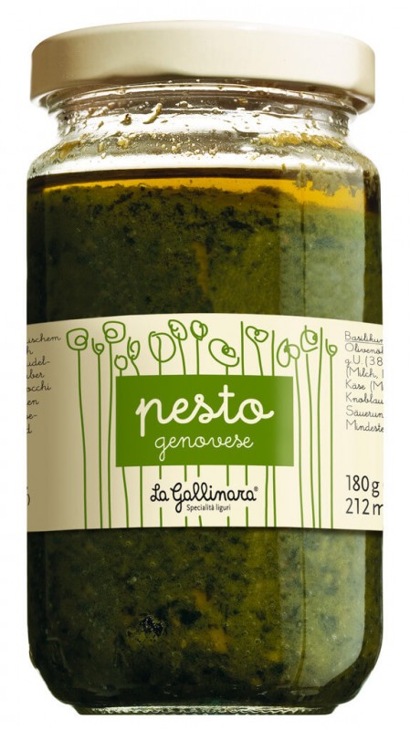Pesto Genovese, Pesto Genuese stijl, La Gallinara - 180 g - Glas