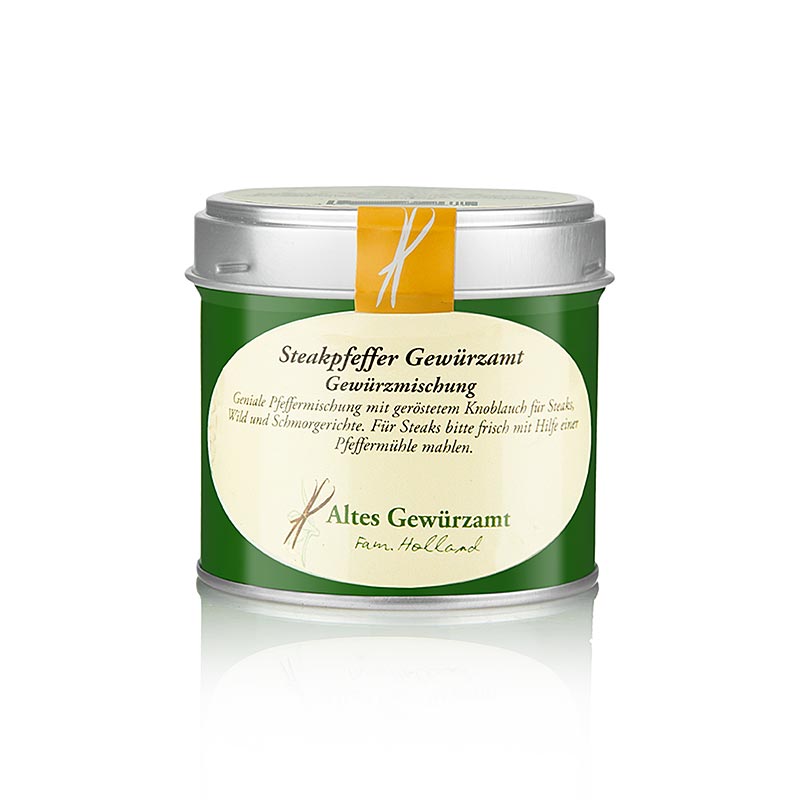 Steak pepper, coarse pepper - spice mix for the mill, Altes Gewurzamt, Ingo Holland - 90 g - Can Steak pepper, coarse pepper - spice mix for the mill, Altes Gewurzamt, Ingo Holland - 90 g - Can