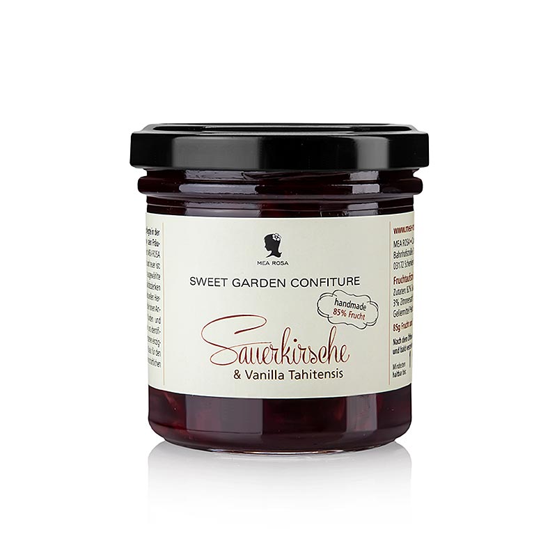 Sweet Garden Confiture - Sauerkirsch & Tahiti Vanille Fruchtaufstrich, Mea Rosa - 180 g - Glas