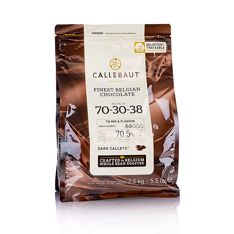 Zartbitterschokolade, 70 / 30, Callets, 70% Kakao, Callebaut - 2,5 kg - Beutel