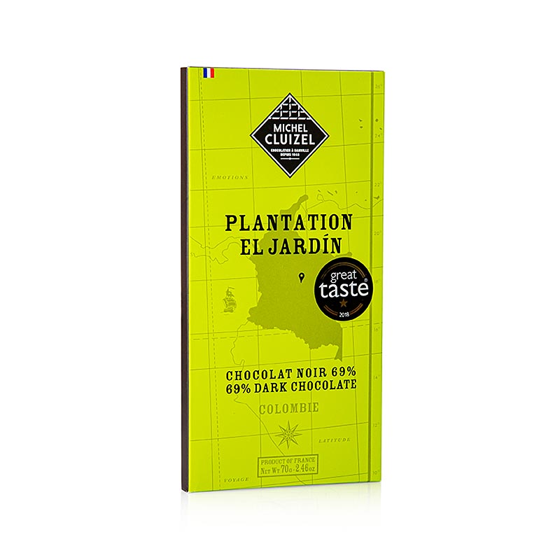 Plantagenschokolade EL Jardin 69 % Bitter, Michel Cluizel (12115) - 70 g - Schachtel Plantagenschokolade EL Jardin 69 % Bitter, Michel Cluizel (12115) - 70 g - Schachtel