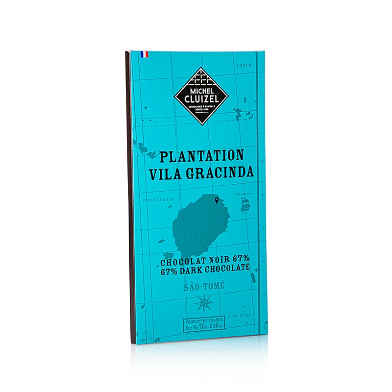 Plantagenschokolade Vila Gracinda 67 % Bitter, Michel Cluizel (69155) - 70 g - Schachtel Plantagenschokolade Vila Gracinda 67 % Bitter, Michel Cluizel (69155) - 70 g - Schachtel
