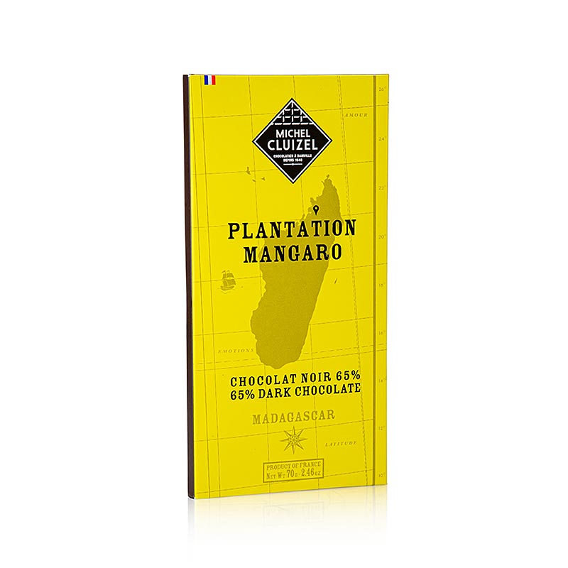 Plantagenschokolade Mangaro 65 % Bitter, Michel Cluizel (69140) - 70 g - Schachtel Plantagenschokolade Mangaro 65 % Bitter, Michel Cluizel (69140) - 70 g - Schachtel