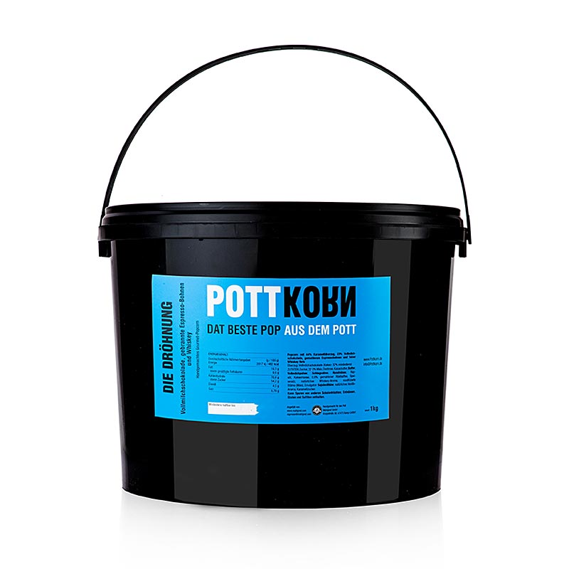 Pottkorn - Die Dröhnung, Popcorn mit Schokolade, Espresso, Whisky - 1 kg - Pe-eimer