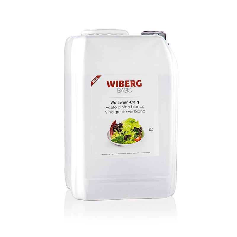 Wiberg BASIC Weißwein Essig, 6% Säure, aus vollreifen Trauben - 5 l - Pe-kanist.