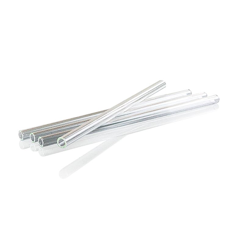 Glass drinking straws (borosilicate), straight, Ø8mm (1.1mm wall), 21cm - 10 pc - bag