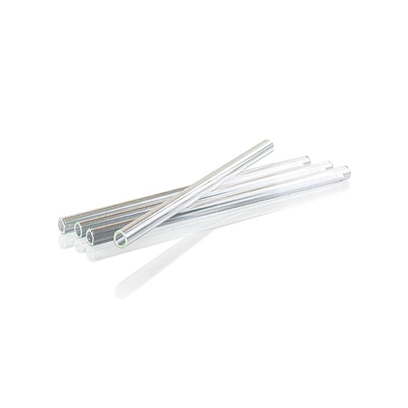 Glass drinking straws (borosilicate), straight, Ø8mm (1.1mm wall), 15cm - 10 pc - bag