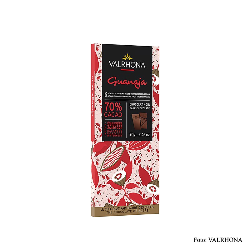 Valrhona Guanaja - moerk chokolade, 70% kakao - 70 g - boks