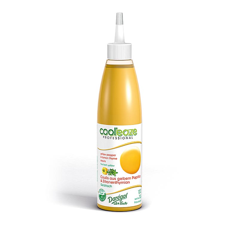 Coulis Gelbfrisch, aus gelber Paprika + Zitronen Thymian, DAREGAL - 240 g - Pe-flasche Coulis Gelbfrisch, aus gelber Paprika + Zitronen Thymian, DAREGAL - 240 g - Pe-flasche