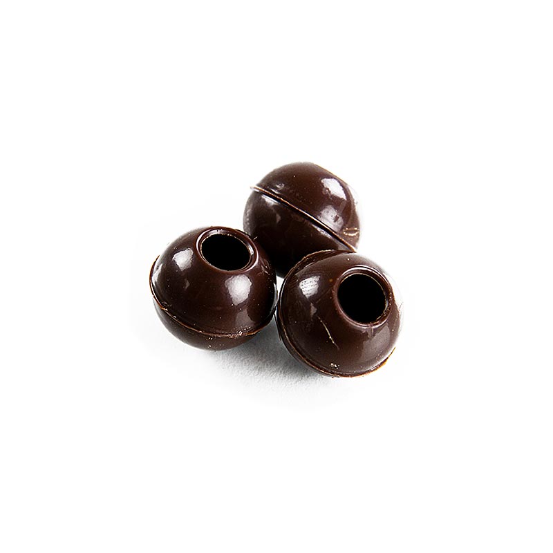 Boules creuses a la truffe, chocolat noir, Ø 20 mm, Laderach - 1,134 kg, 630 pieces - Papier carton