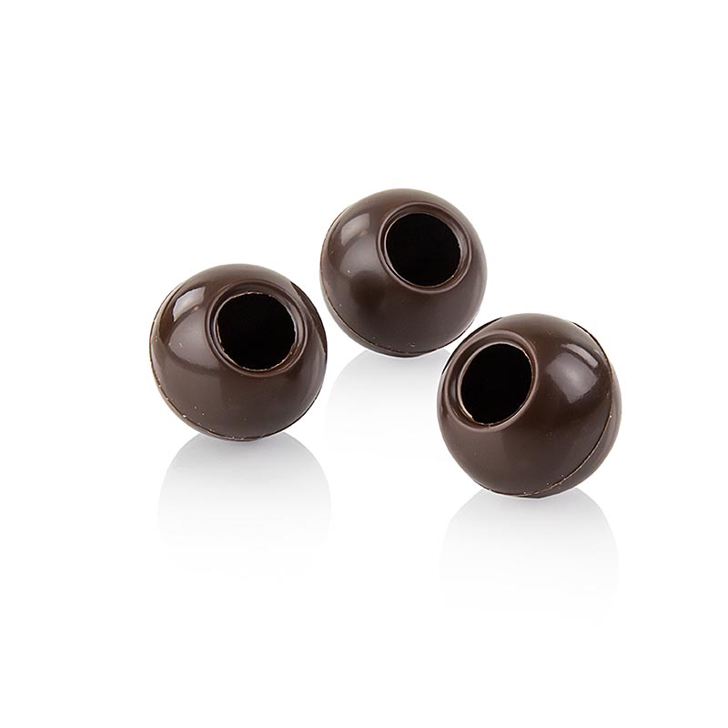 Boules creuses a la truffe, chocolat noir, Ø 24 mm, Laderach - 1,36 kg, 567 pieces - Papier carton