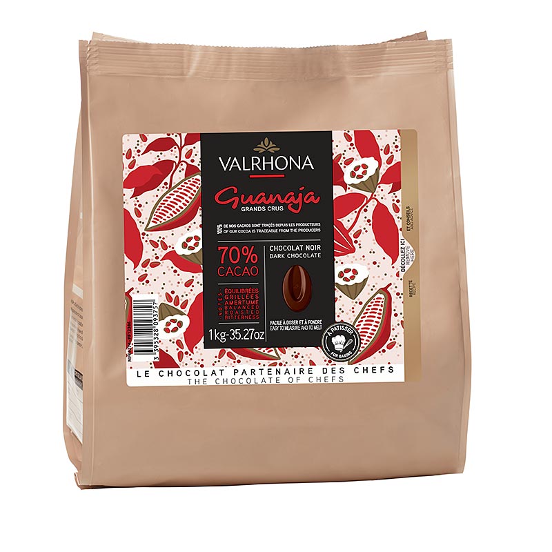 Valrhona Guanaja Grand Cru, dark couverture as callets, 70% cocoa - 1 kg - bag
