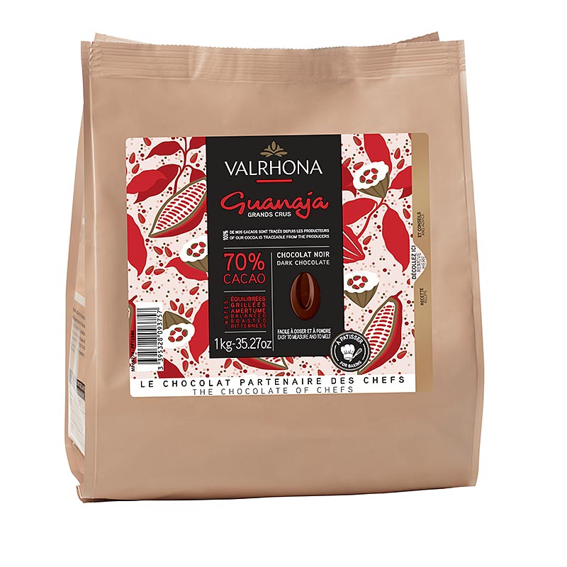 Valrhona Guanaja Grand Cru, donkere couverture als callets, 70% cacao - 1 kg - zak