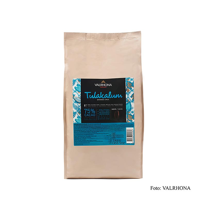 Valrhona Tulakalum, dark couverture, callets, 75% cocoa - 3 kg - bag Valrhona Tulakalum, dark couverture, callets, 75% cocoa - 3 kg - bag