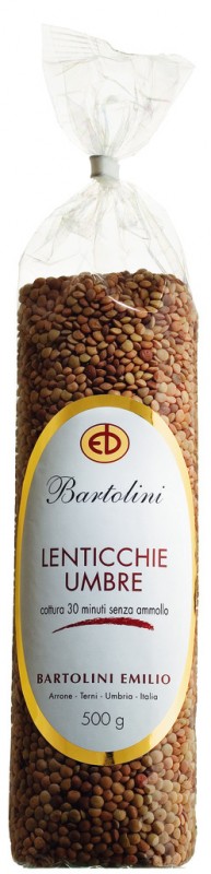 Lenticchie umbre, Umbrische Berglinsen, Bartolini - 500 g - Beutel