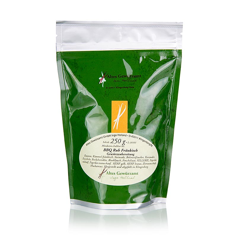 BBQ Rub Fränkisch, Gewürzzubereitung, Altes Gewürzamt, Ingo Holland - 250 g - Beutel BBQ Rub Fränkisch, Gewürzzubereitung, Altes Gewürzamt, Ingo Holland - 250 g - Beutel