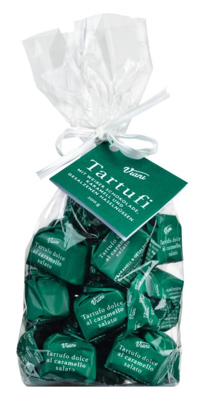 Tartufi dolci caramello e nocciole salads, sacchetto, white chocolate truffles with caramel and salted hazelnuts, Viani - 200 g - bag