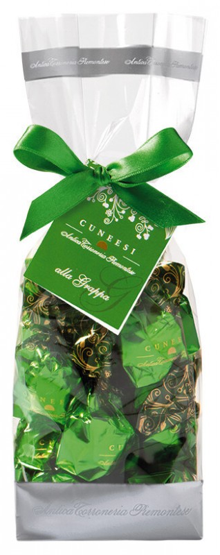 Cuneesi alla Grappa sacchetto, Schokoladenpraline mit Grappa-Cremefüllung, Btl, Antica Torroneria Piemontese - 200 g - Beutel Cuneesi alla Grappa sacchetto, Schokoladenpraline mit Grappa-Cremefüllung, Btl, Antica Torroneria Piemontese - 200 g - Beutel