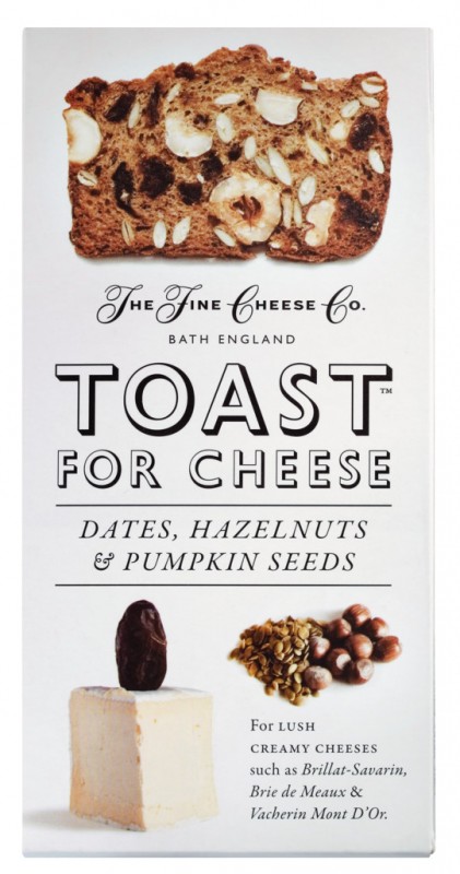 Toast for Cheese - Dates, Hazelnut & Pumpkin Seeds, mit Datteln, Haselnüssen & Kürbiskernen, The Fine Cheese Company - 100 g - Packung