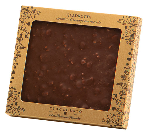 Quadrotta gianduia con nocciole, Gianduia-Schokolade mit ganzen Haselnüssen, Antica Torroneria Piemontese - 170 g - Stück Quadrotta gianduia con nocciole, Gianduia-Schokolade mit ganzen Haselnüssen, Antica Torroneria Piemontese - 170 g - Stück