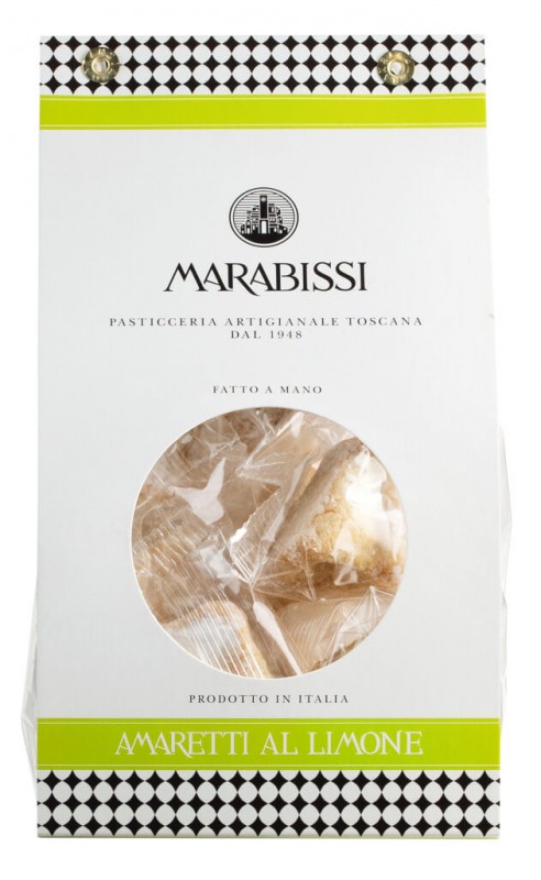 Amaretti al limone, almond macaroons with lemon, pasticceria marabissi - 180 g - bag