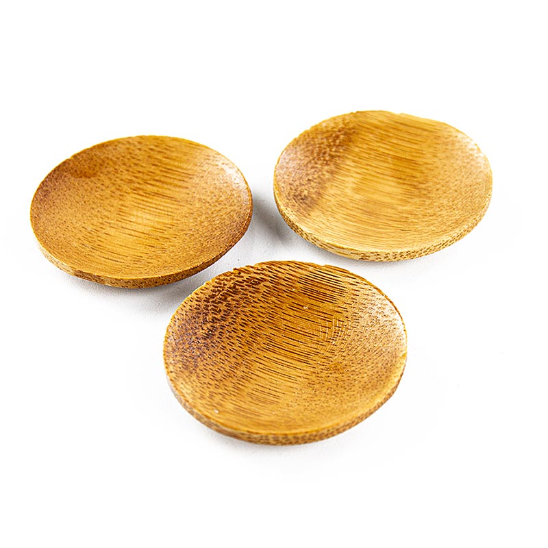 Genanvendelig bambusskål, brun, rund, Ø 6 cm, tåler opvaskemaskine - 25 stk - taske