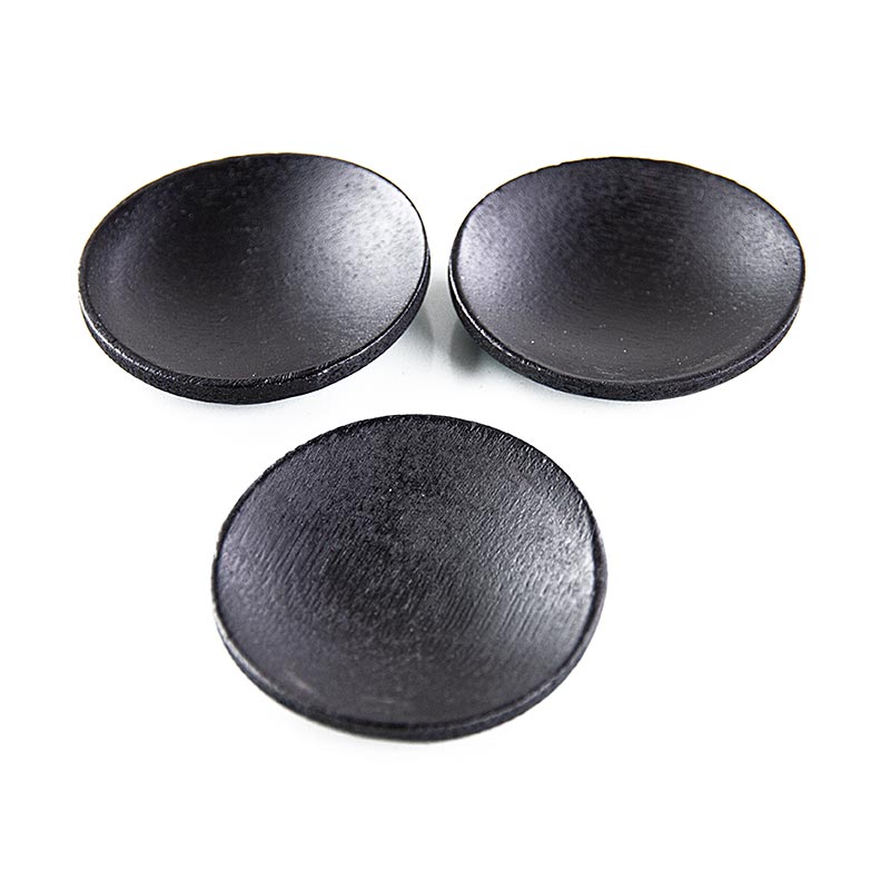 Reusable bamboo bowls / plates, black, round, 6 cm, dishwasher safe - 25 pcs - bag