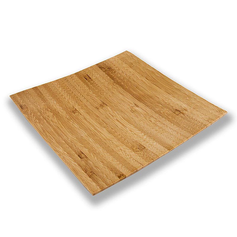 Reusable bamboo plate, brown, square, 20 x 20 cm, dishwasher-safe - 1 pc - Lots