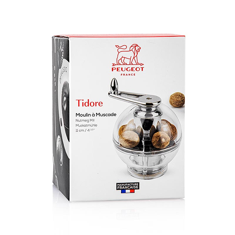 Nutmeg grater TIDORE, made of acrylic, 11cm H, from Peugeot, incl. 30g nutmeg - 1 pc - box