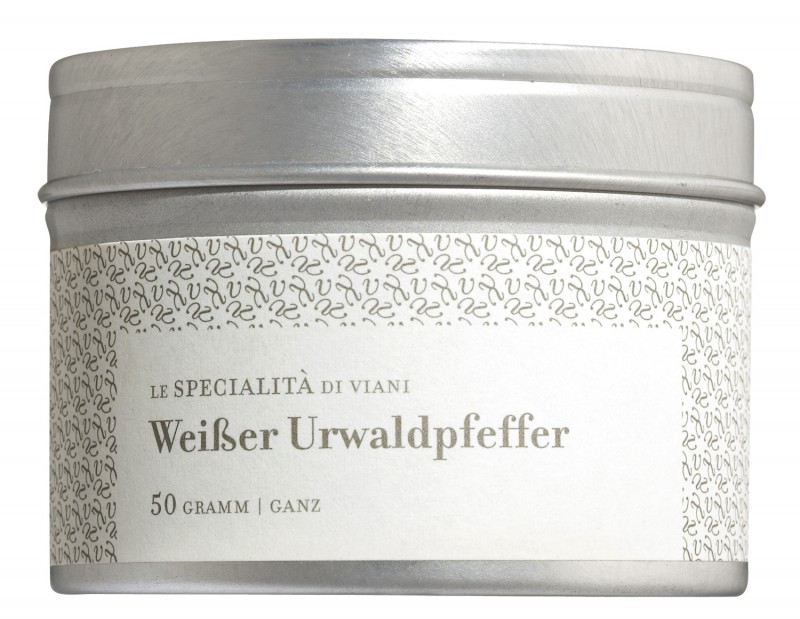 Urwaldpfeffer, weiß, Bio, ganz, Kerala, Südwestindien, Le Specialita di Viani - 50 g - Dose