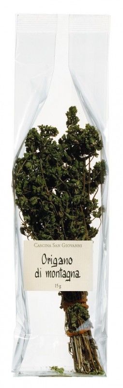 Origano di montagna, Wilder Oregano, als Strauß getrocknet, Cascina San Giovanni - 10 g - Packung