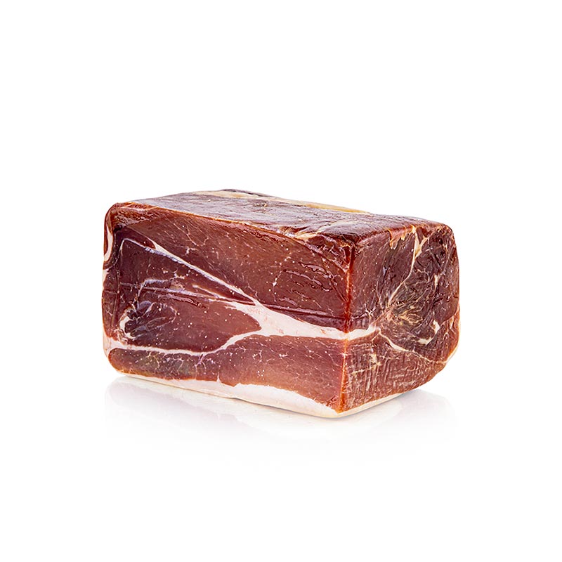 Serranoham, 1/4 stuks, of been, minimaal 18 maanden - ongeveer 1,2 kg - vacuüm Serranoham, 1/4 stuks, of been, minimaal 18 maanden - ongeveer 1,2 kg - vacuüm