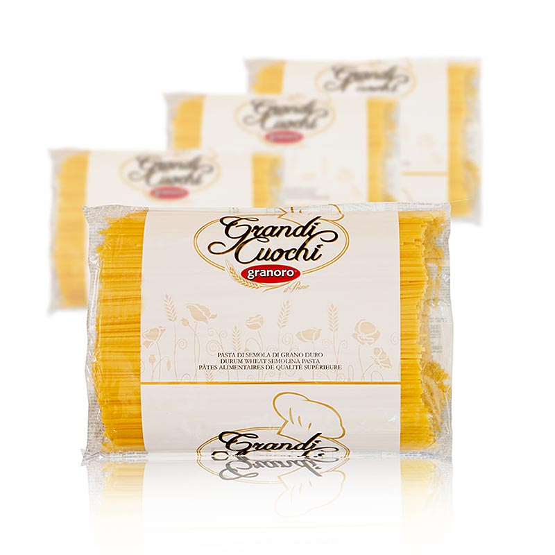 Granoro Lingue di Passero, tagliatelles, 3 mm, n°3 - 12kg, 4x3000g - Papier carton Granoro Lingue di Passero, tagliatelles, 3 mm, n°3 - 12kg, 4x3000g - Papier carton