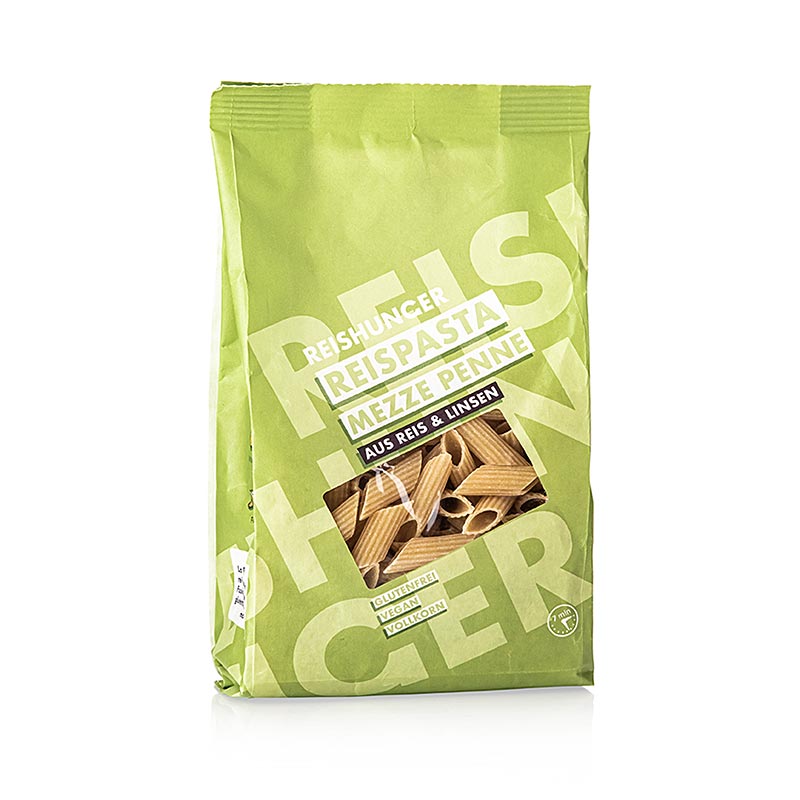 Rice pasta - mezze penne, made from lentil and rice, rice hunger - 240 g - bag Rice pasta - mezze penne, made from lentil and rice, rice hunger - 240 g - bag
