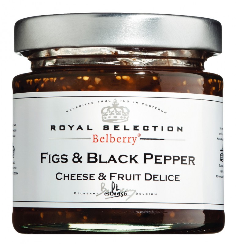 Figs & Black Pepper, Fruchtzubereitung aus Feigen und schwarzem Pfeffer, Belberry - 130 g - Glas