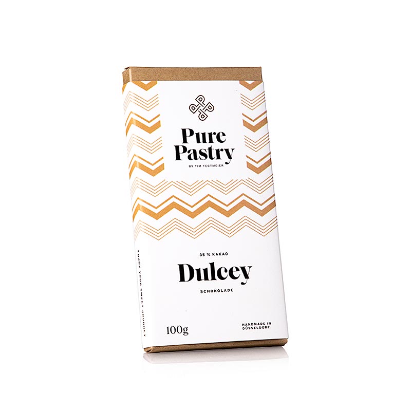 Tablette de Chocolat, Blanc/Blond Dulcey 35% Cacao, Pure Pâtisserie - 100g - papier