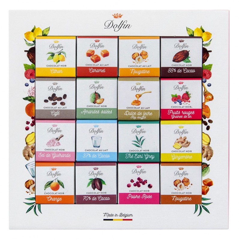 Carre 48, Geschenkpackung, Panache, Sortiment mit 48 Napolitains, Dolfin - 216 g - Packung Carre 48, Geschenkpackung, Panache, Sortiment mit 48 Napolitains, Dolfin - 216 g - Packung