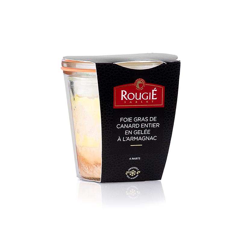 Duck foie gras with Armagnac, 100% foie gras, rougie - 180 g - Glass