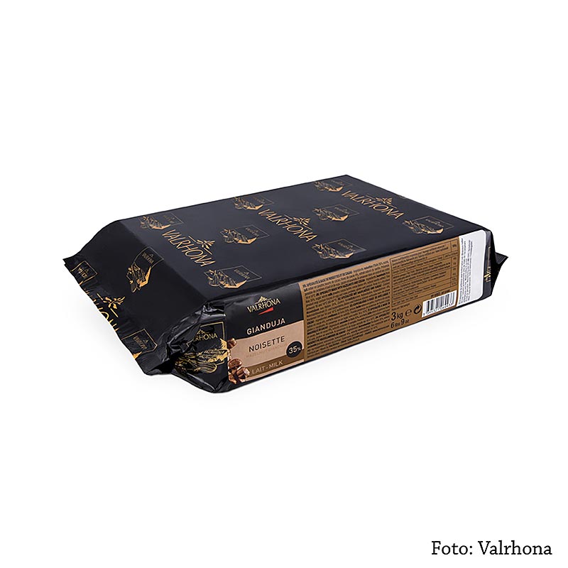 Valrhona Gianduja Noisette lait - lait entier léger - noisette - couverture, bloc - 3 kg - sac