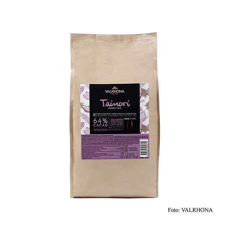Valrhona Tainori - Grand Cru, couverture sous forme de callets, 64% de cacao de la cathédrale. république - 3 kg - sac
