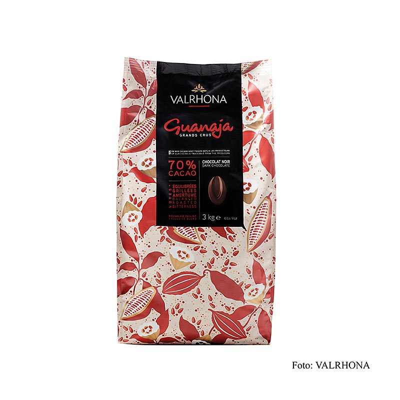 Valrhona Guanaja Grand Cru, moerk couverture som callets, 70% kakao - 3 kg - taske