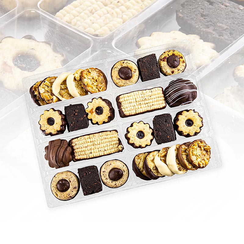 Exquisitgebäck / Teegebäck - Mischung, 9 Sorten, 4x300g, 3M Dreimeister - 1,2 kg - Blister Exquisitgebäck / Teegebäck - Mischung, 9 Sorten, 4x300g, 3M Dreimeister - 1,2 kg - Blister